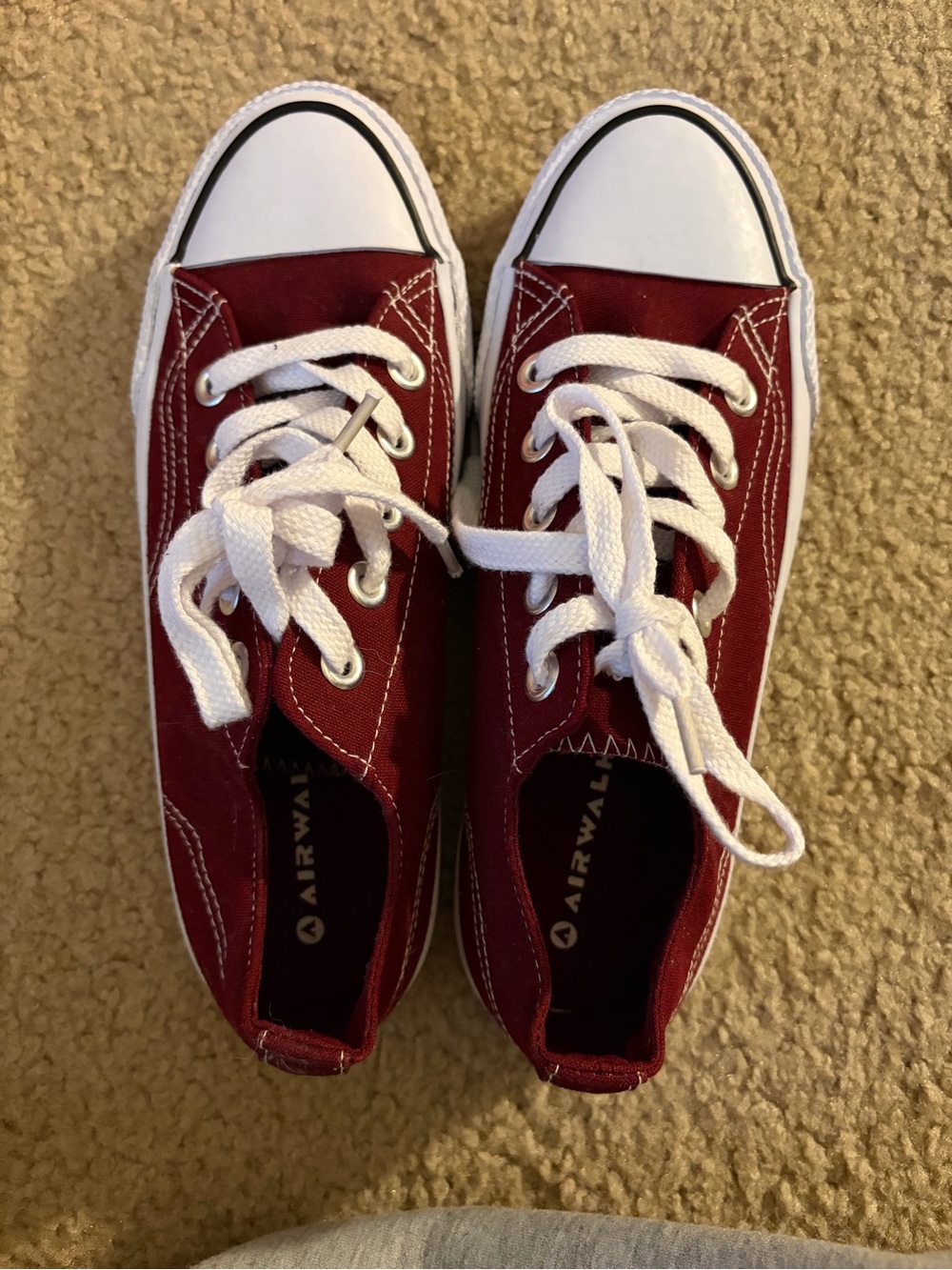 Airwalk Kids Red Low-Top Canvas Sneakers with White Accents